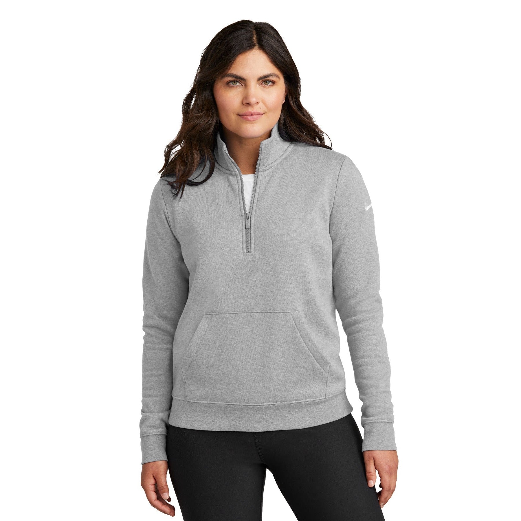 Nike-Nike Women's Club Fleece Sleeve Swoosh 1/2-Zip NKDX6720-MedTech-3